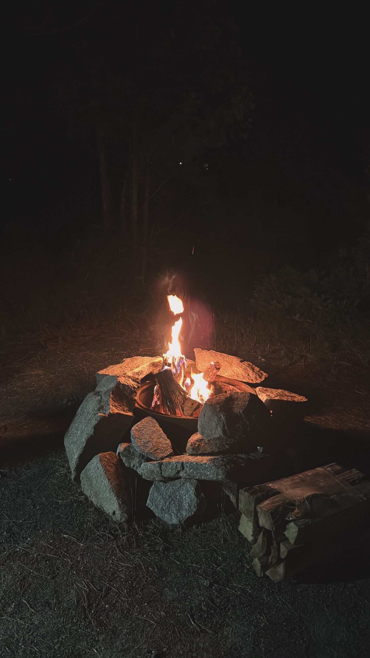 Campfire at Quarry Ledge Campground, Acadia National Park