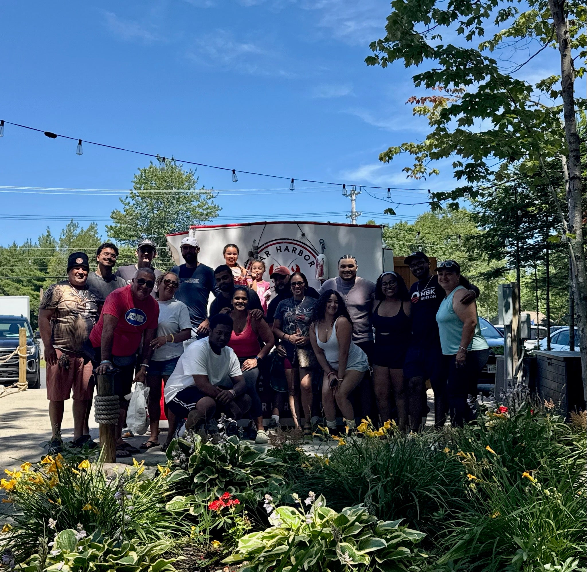 Group dinner at a lobster shack in Bar Harbor, Maine