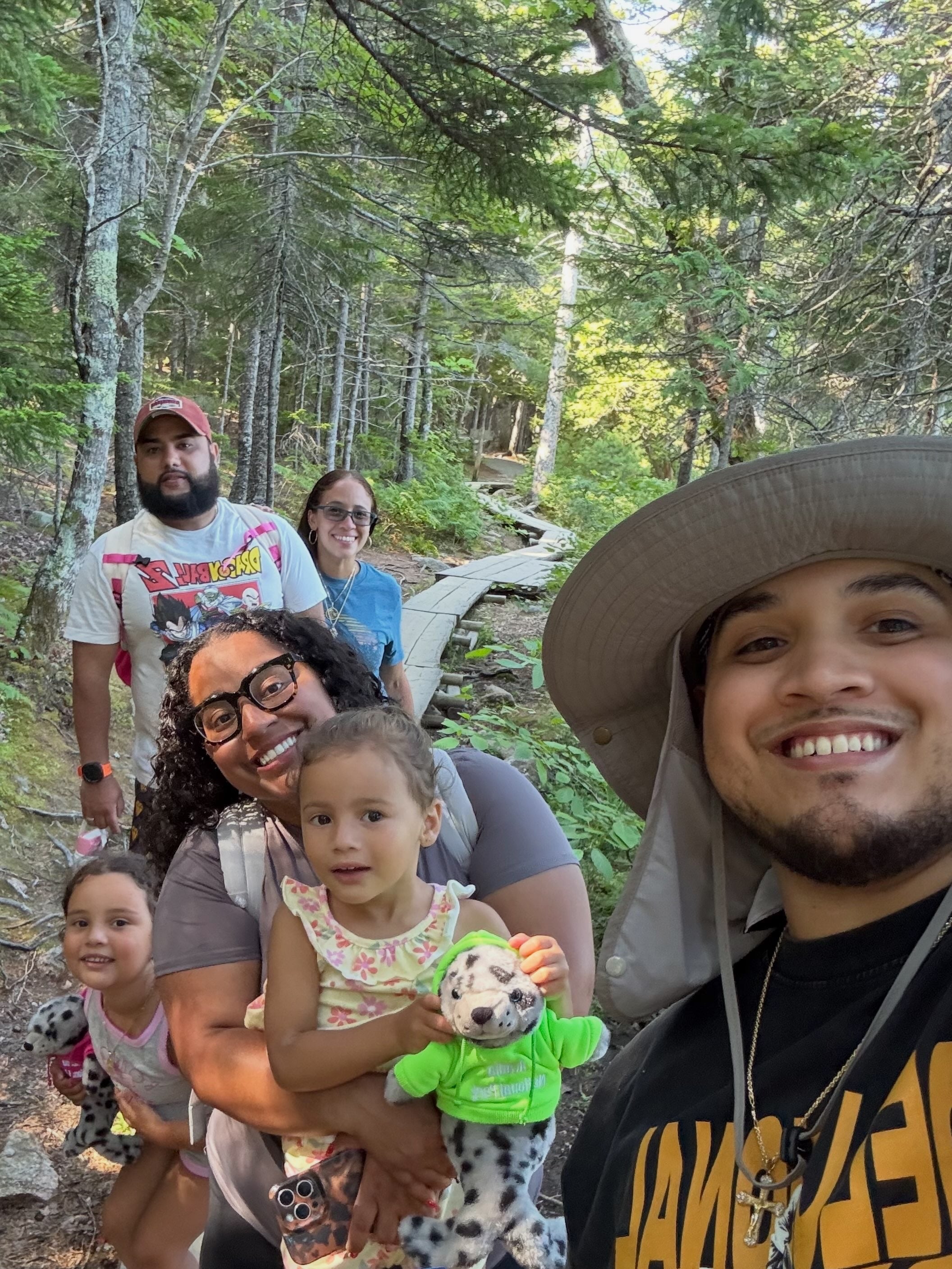 Family hiking trip near Jordan Pond, Acadia National Park